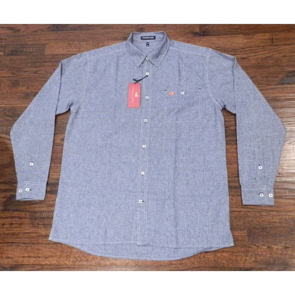 Southern Marsh blue West End Performance Woven Button down Shirt Mens Medium NWT